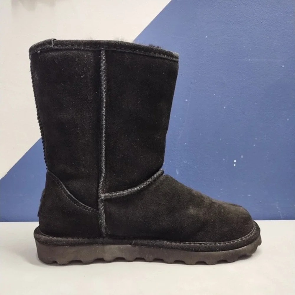 Bearpaw Elle Winter Boots Womens US Size 8 Black Fluffy Lined Mid Calf Round Toe